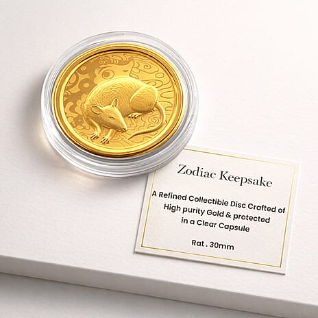 24K Yellow Gold (99.9% Purity) Chinese Zodiac Disc (30mm) - Rat
