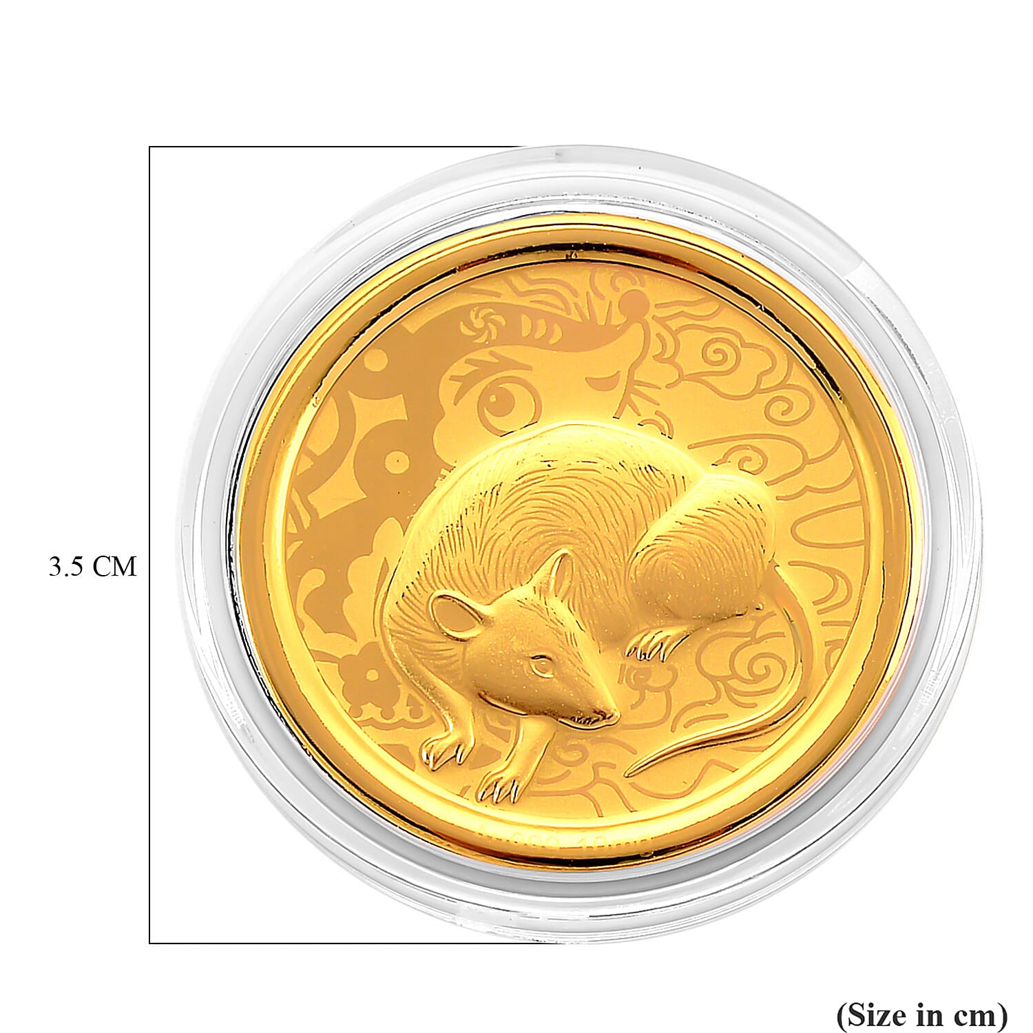 24K Yellow Gold (99.9% Purity) Chinese Zodiac Disc (30mm) - Rat