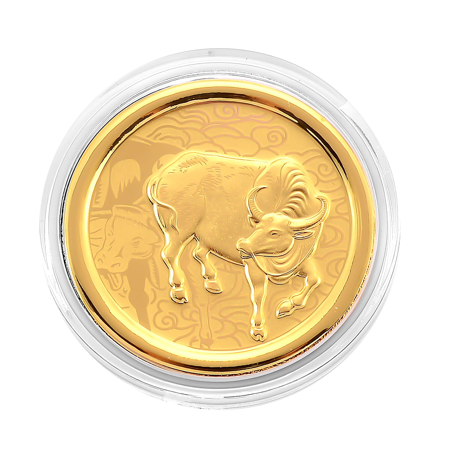 24K Yellow Gold (99.9% Purity) Chinese Zodiac Disc (30mm) - Ox