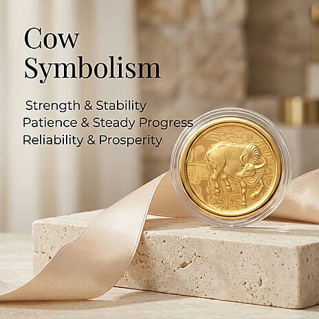 24K Yellow Gold (99.9% Purity) Chinese Zodiac Disc (30mm) - Ox