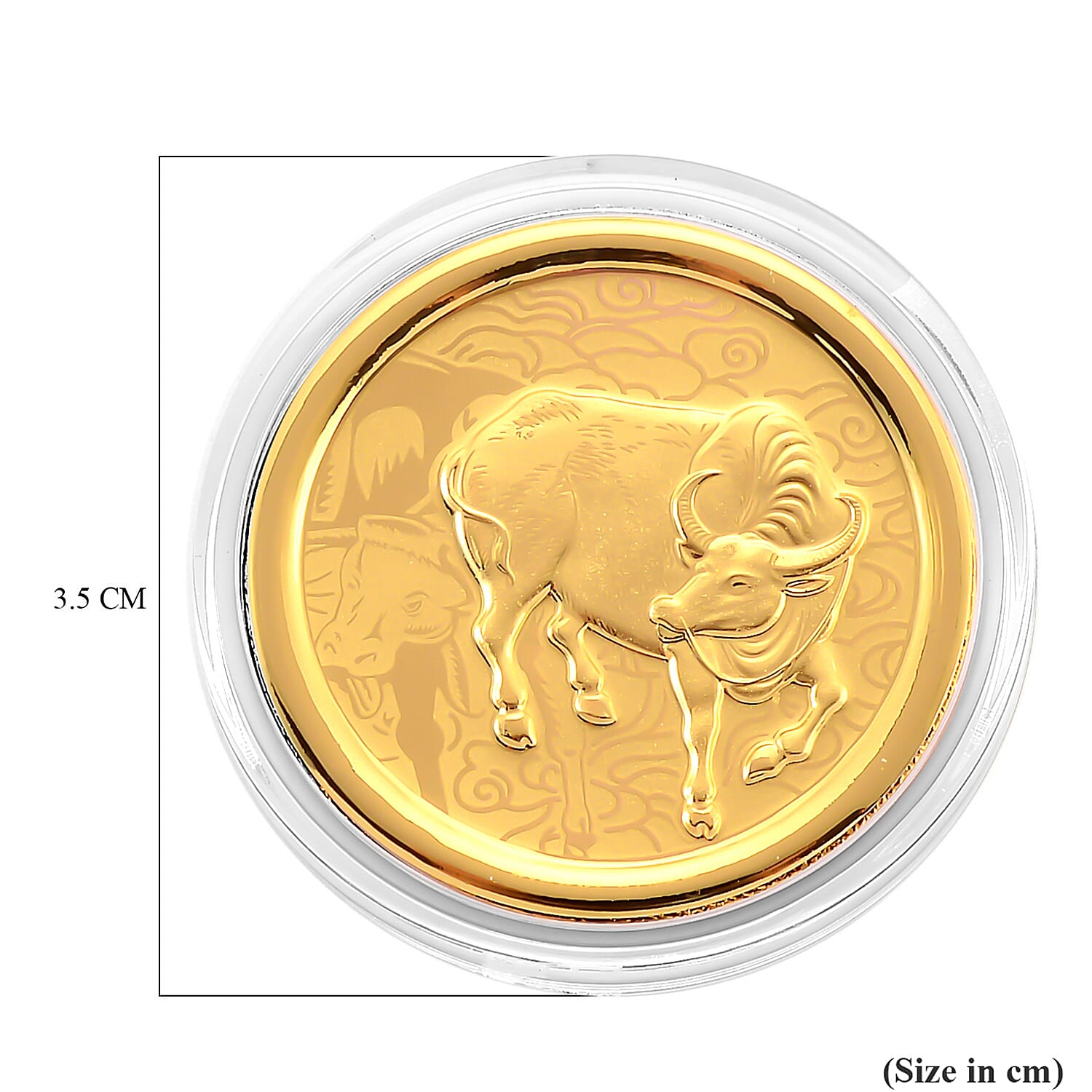 24K Yellow Gold (99.9% Purity) Chinese Zodiac Disc (30mm) - Ox