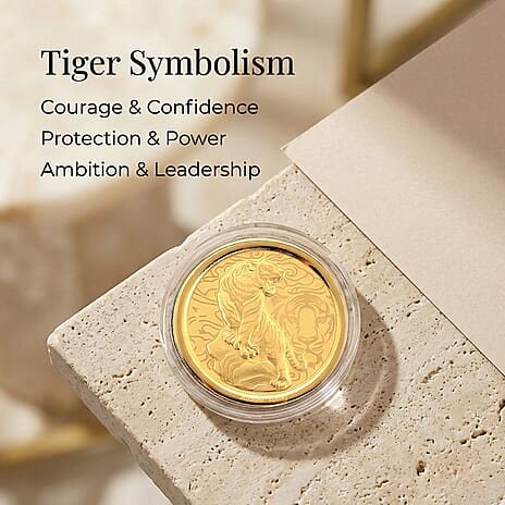 24K Yellow Gold (99.9% Purity) Chinese Zodiac Disc (30mm) - Tiger