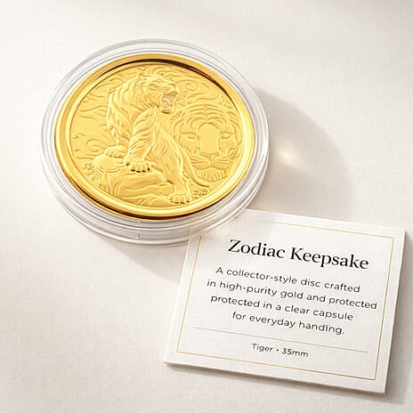 24K Yellow Gold (99.9% Purity) Chinese Zodiac Disc (30mm) - Tiger