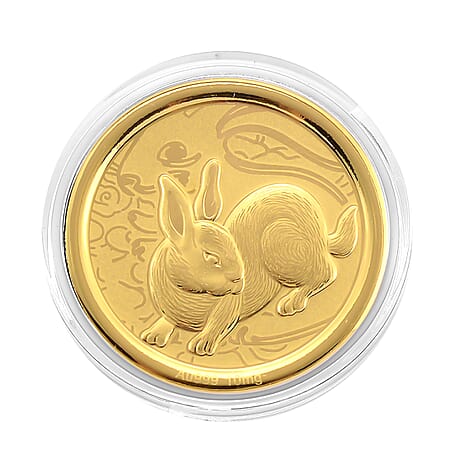 24K Yellow Gold Chinese Zodiac Rabbit Coin (30mm), Gold Wt.10.00 Gms