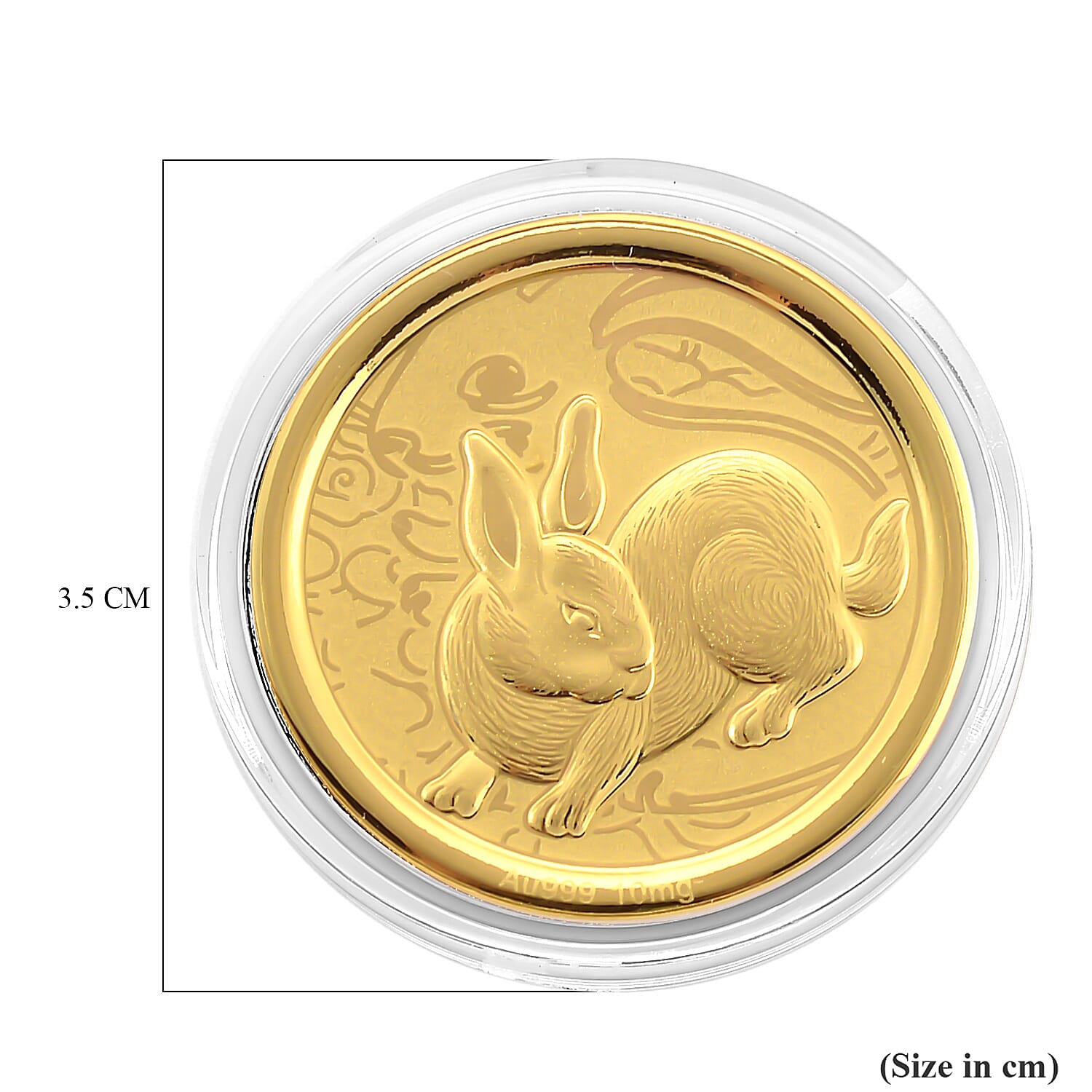 24K Yellow Gold (99.9% Purity) Chinese Zodiac Disc (30mm) - Rabbit
