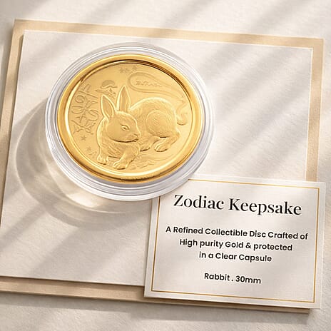 24K Yellow Gold (99.9% Purity) Chinese Zodiac Disc (30mm) - Rabbit