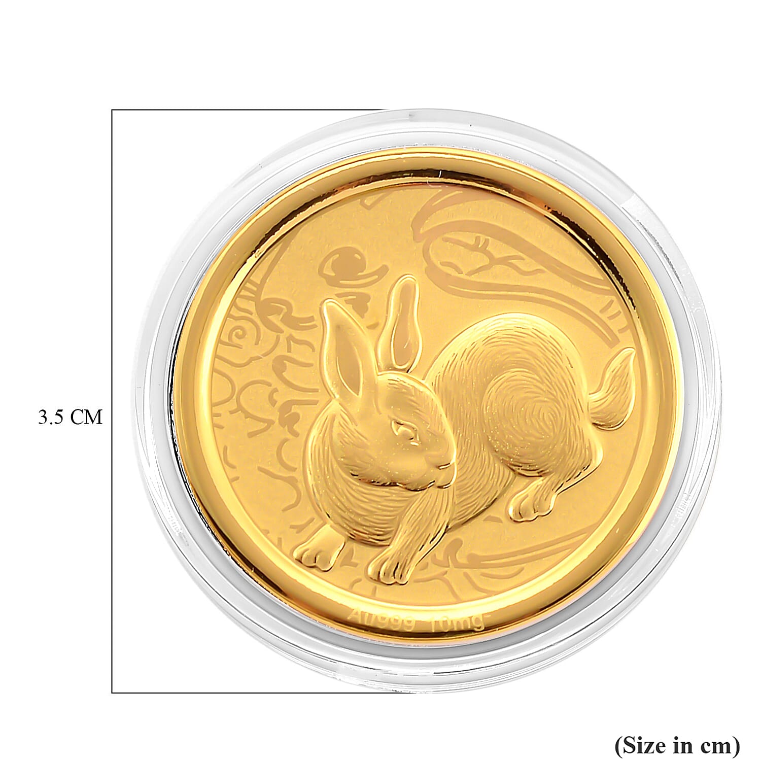24K Yellow Gold (99.9% Purity) Chinese Zodiac Disc (30mm) - Rabbit