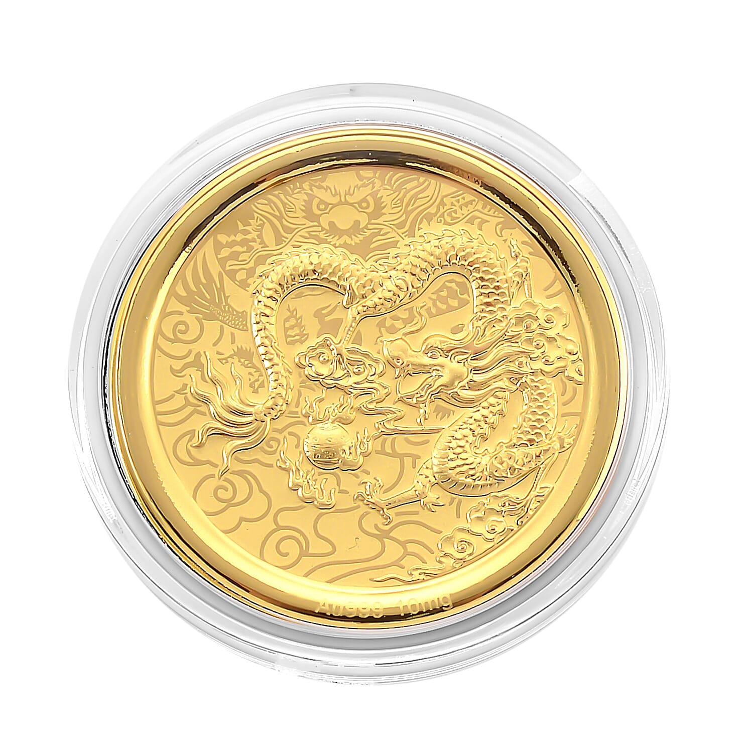 24K Yellow Gold (99.9% Purity) Chinese Zodiac Disc (30mm) - Dragon