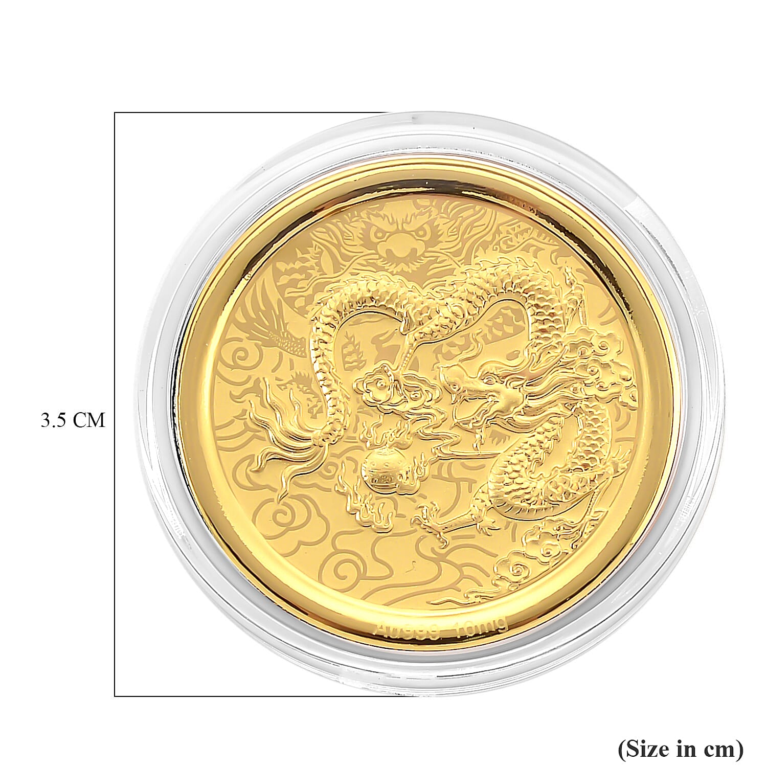 24K Yellow Gold (99.9% Purity) Chinese Zodiac Disc (30mm) - Dragon