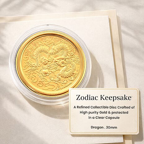 24K Yellow Gold (99.9% Purity) Chinese Zodiac Disc (30mm) - Dragon