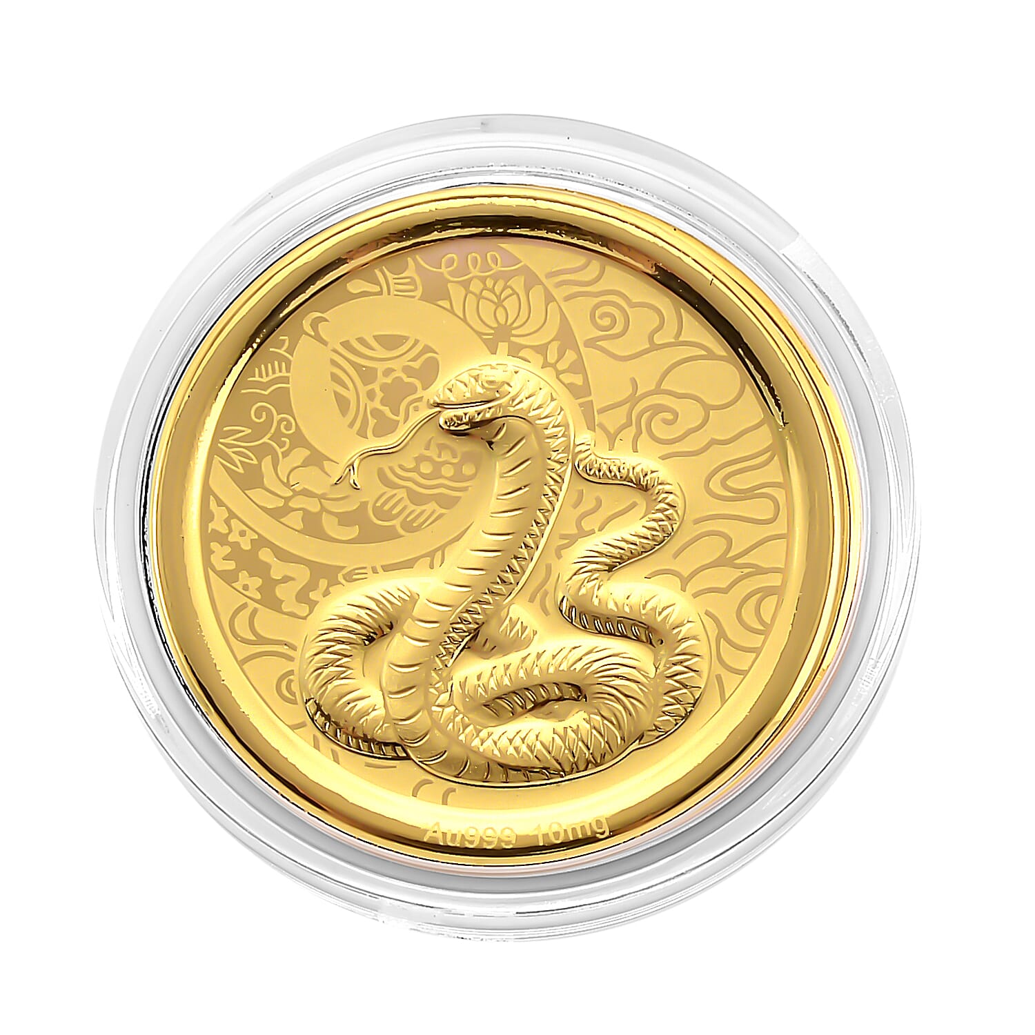 24K Yellow Gold (99.9% Purity) Chinese Zodiac Disc (30mm) - Snake