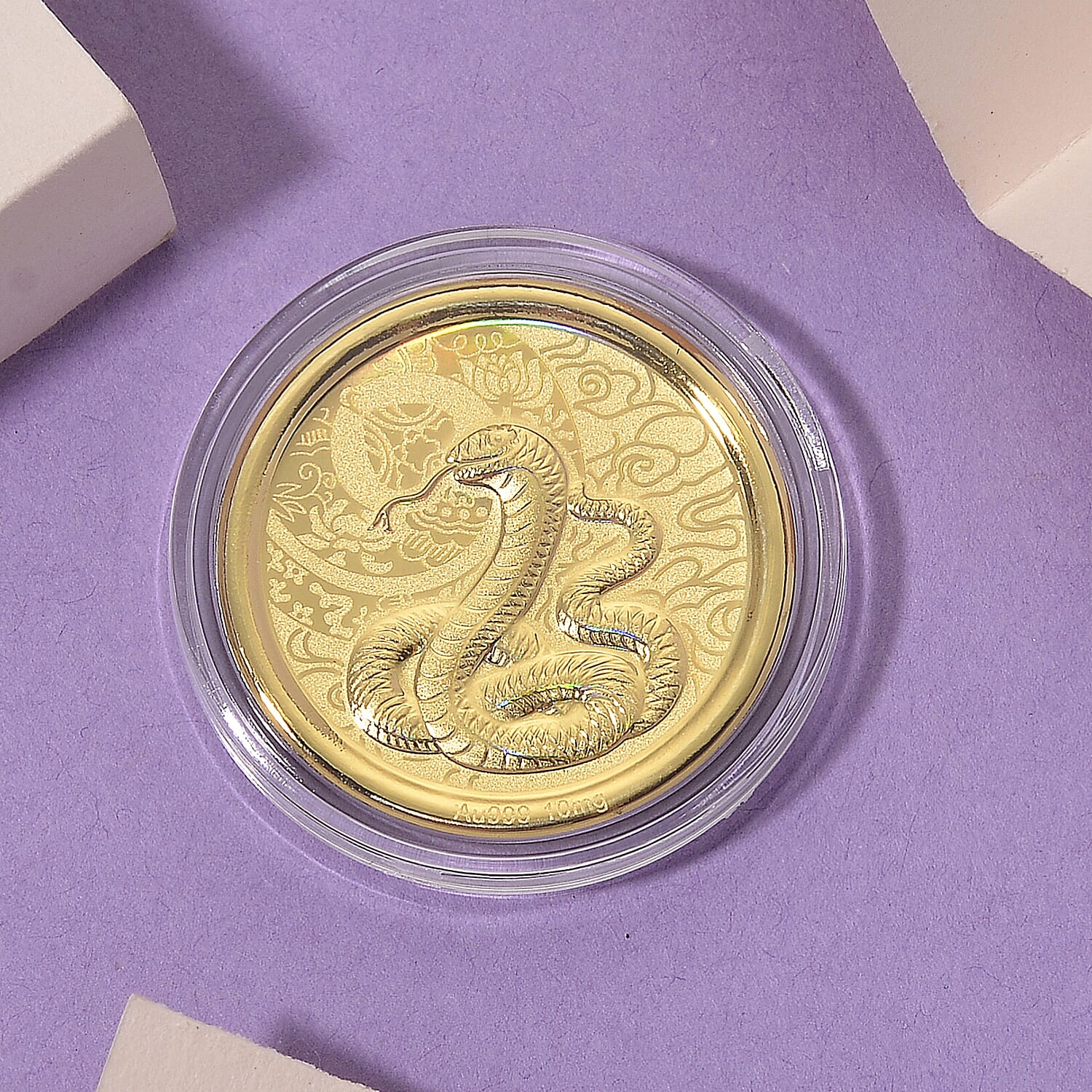 24K Yellow Gold (99.9% Purity) Chinese Zodiac Disc (30mm) - Snake