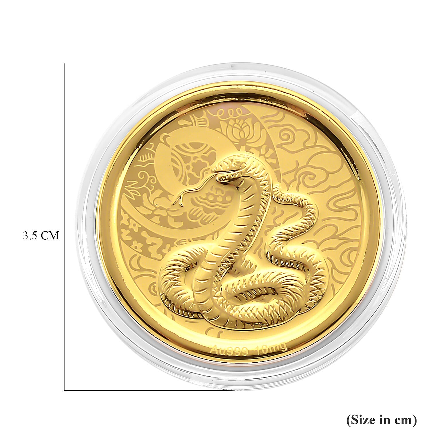 24K Yellow Gold (99.9% Purity) Chinese Zodiac Disc (30mm) - Snake