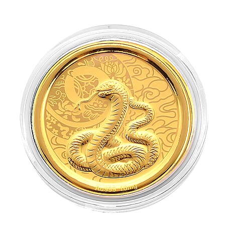 24K Yellow Gold (99.9% Purity) Chinese Zodiac Disc (30mm) - Snake
