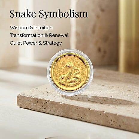 24K Yellow Gold (99.9% Purity) Chinese Zodiac Disc (30mm) - Snake