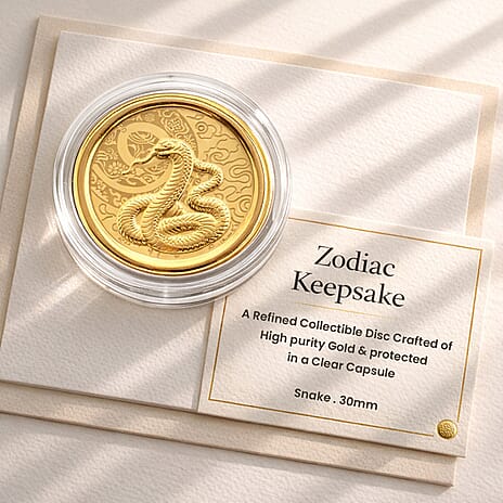 24K Yellow Gold (99.9% Purity) Chinese Zodiac Disc (30mm) - Snake