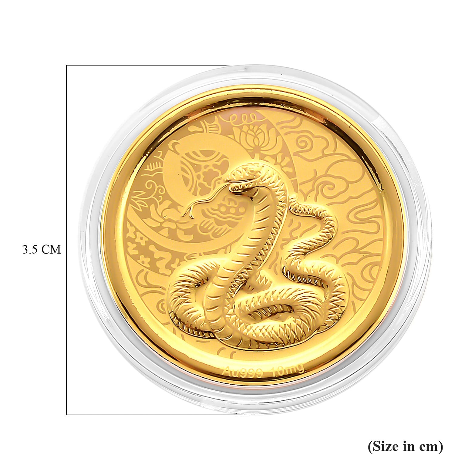 24K Yellow Gold (99.9% Purity) Chinese Zodiac Disc (30mm) - Snake