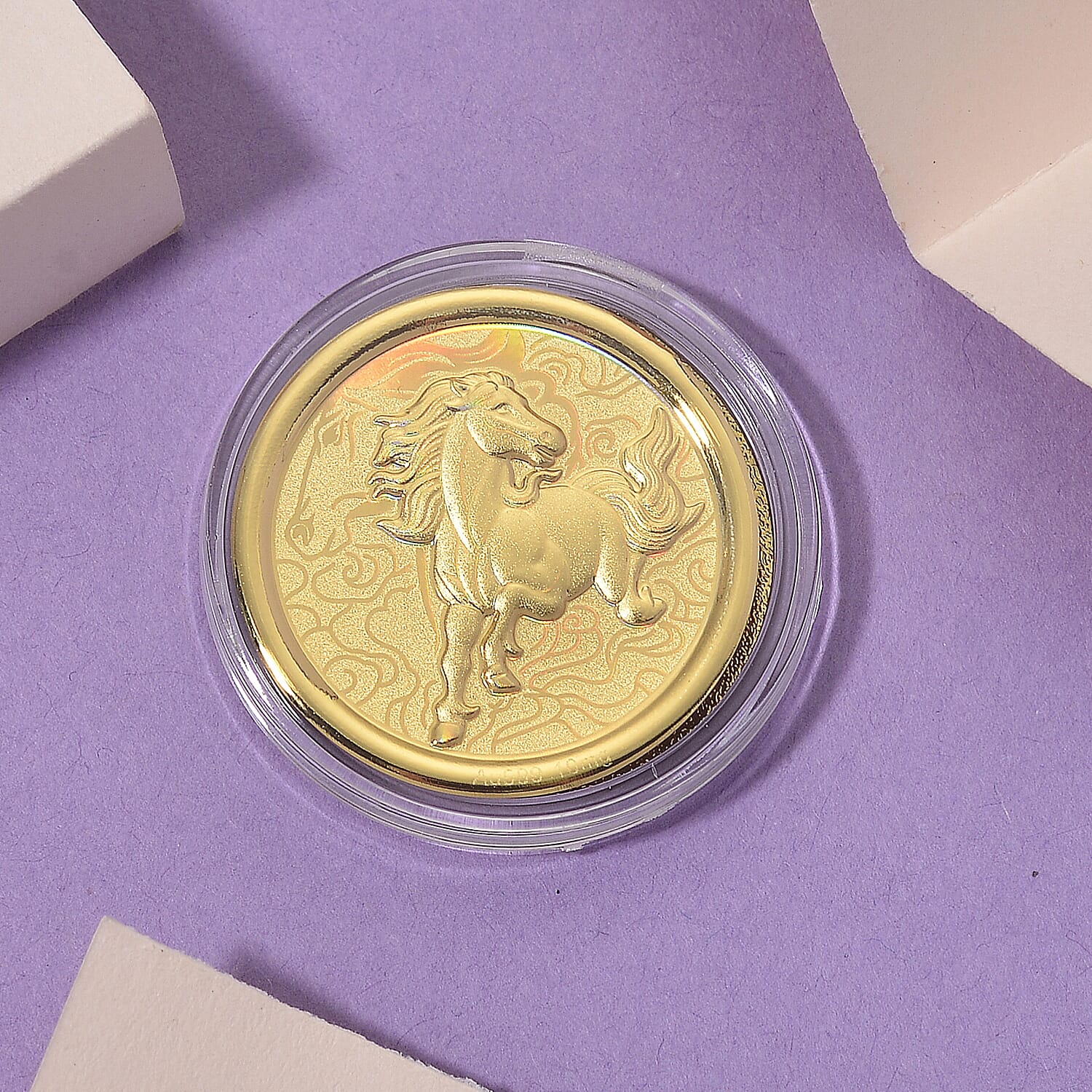 24K Yellow Gold (99.9% Purity) Chinese Zodiac Disc (30mm) - Horse