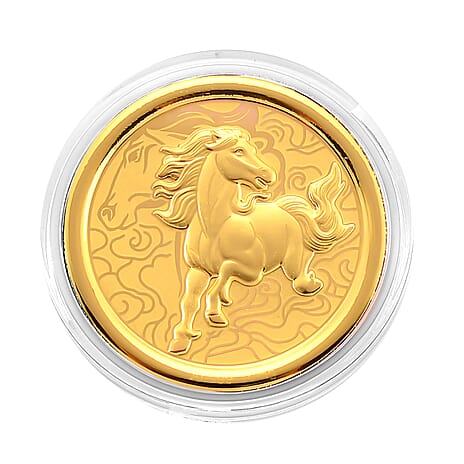 24K Yellow Gold (99.9% Purity) Chinese Zodiac Disc (30mm) - Horse
