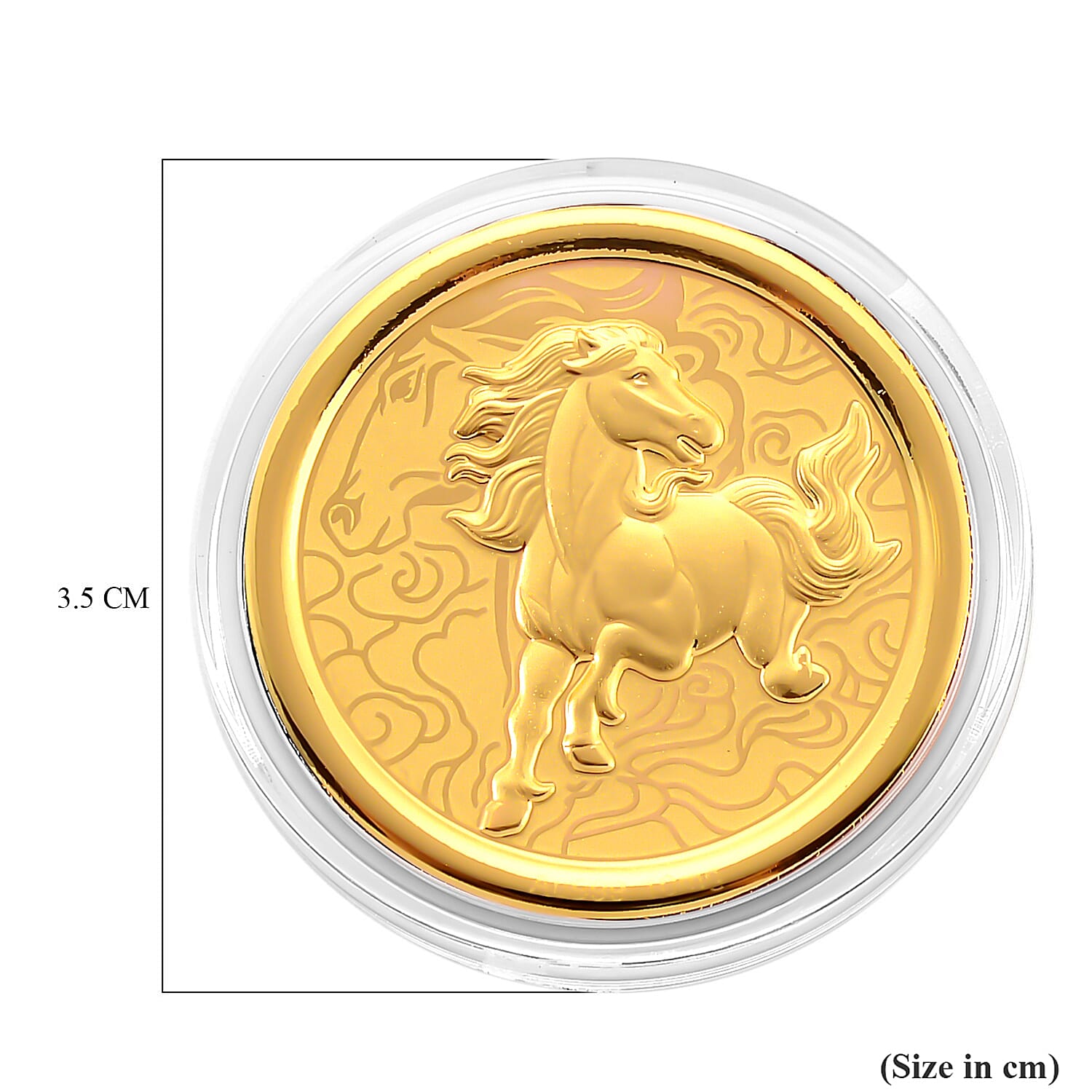 24K Yellow Gold (99.9% Purity) Chinese Zodiac Disc (30mm) - Horse