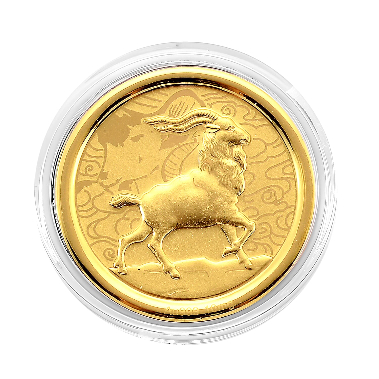 24K Yellow Gold (99.9% Purity) Chinese Zodiac Disc (30mm) - Goat