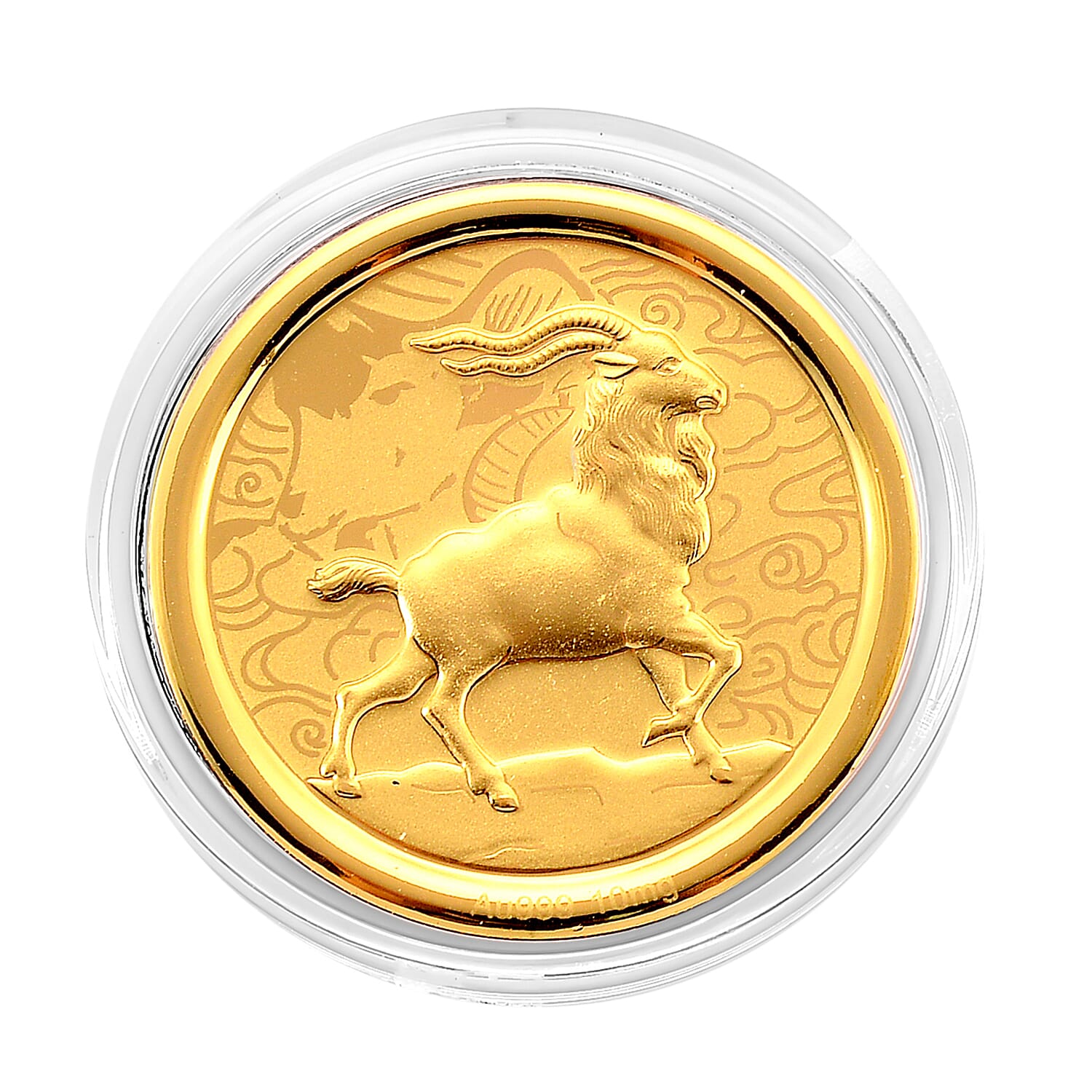 24K Yellow Gold (99.9% Purity) Chinese Zodiac Disc (30mm) - Goat