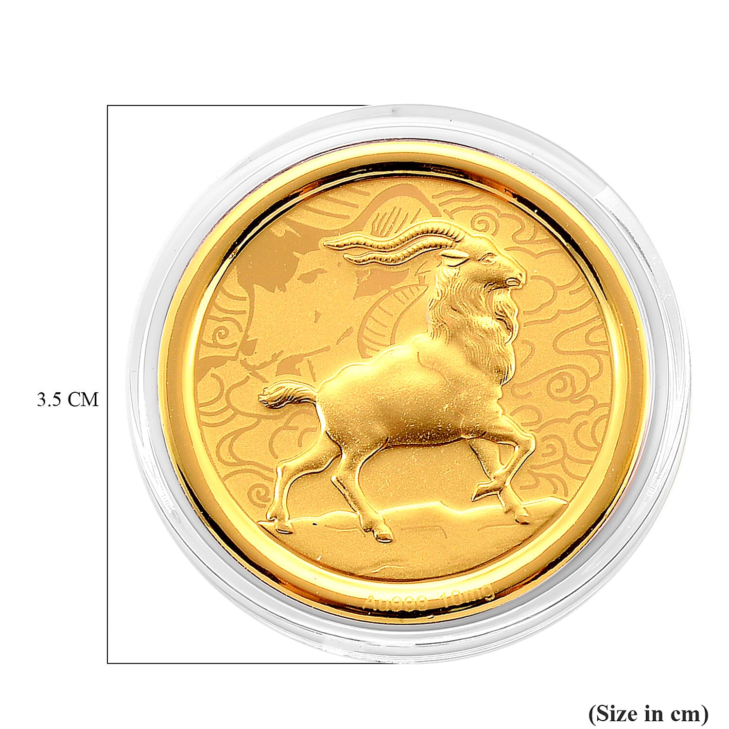 24K Yellow Gold (99.9% Purity) Chinese Zodiac Disc (30mm) - Goat