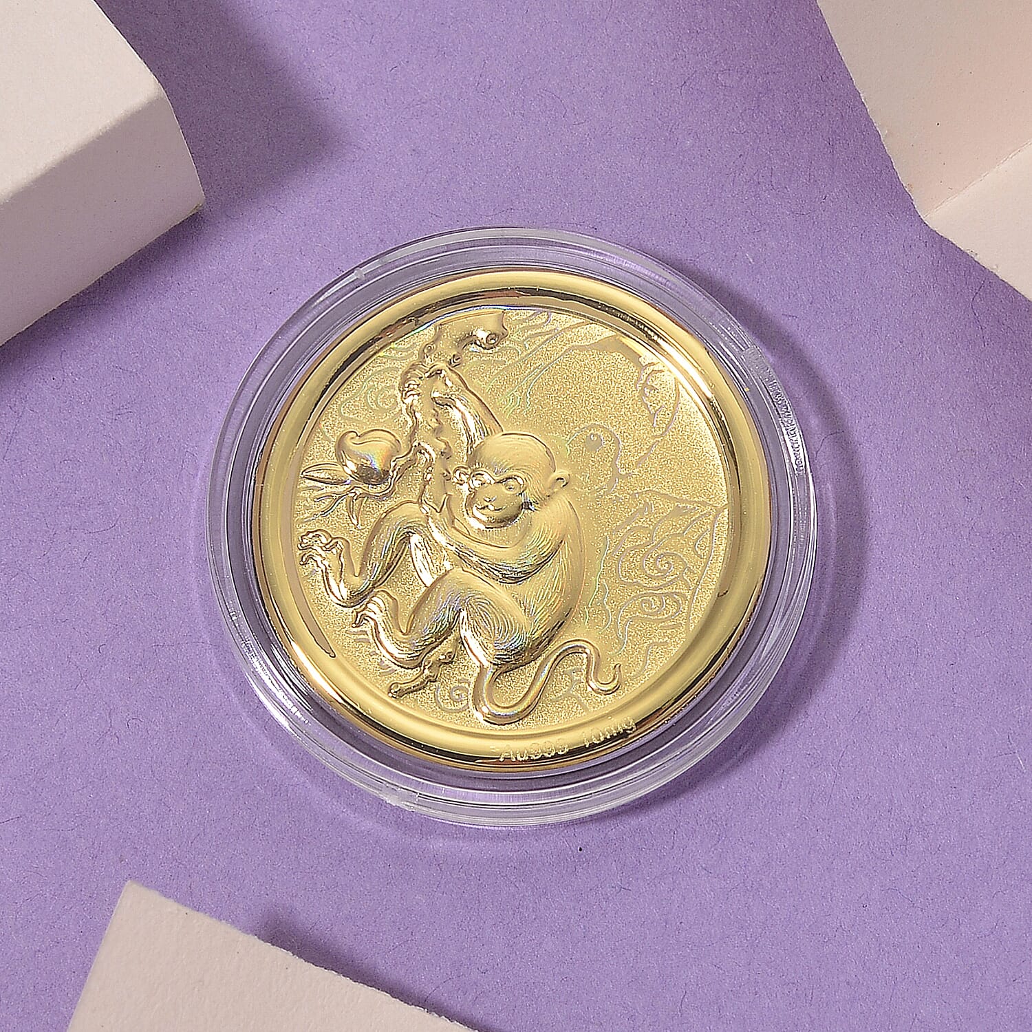 24K Yellow Gold (99.9% Purity) Chinese Zodiac Disc (30mm) - Monkey