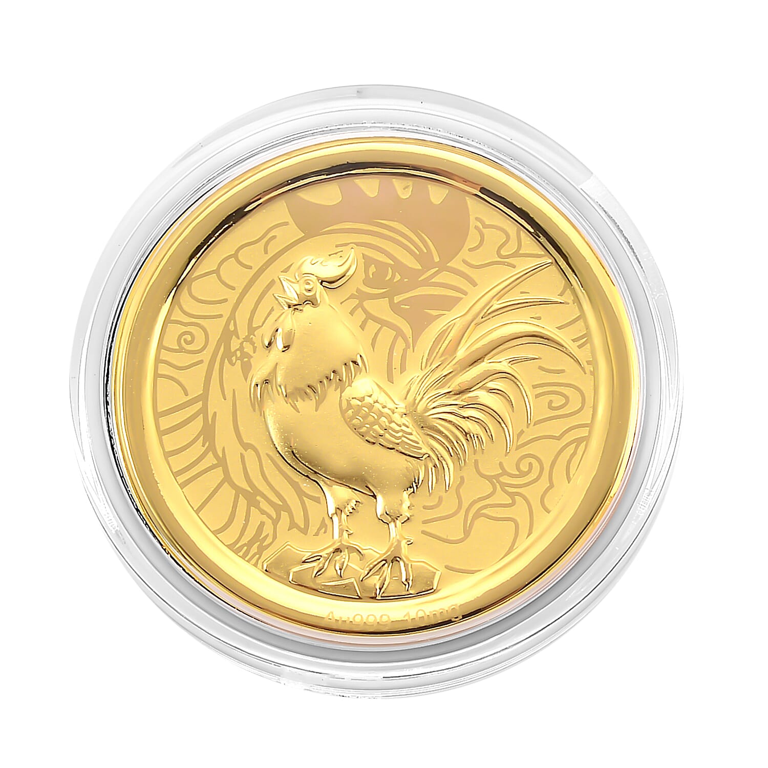 24K Yellow Gold (99.9% Purity) Chinese Zodiac Disc (30mm) - Rooster