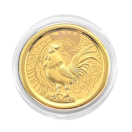 24K Yellow Gold Chinese Zodiac Rooster Coin (30mm), Gold Wt.10.00 Gms