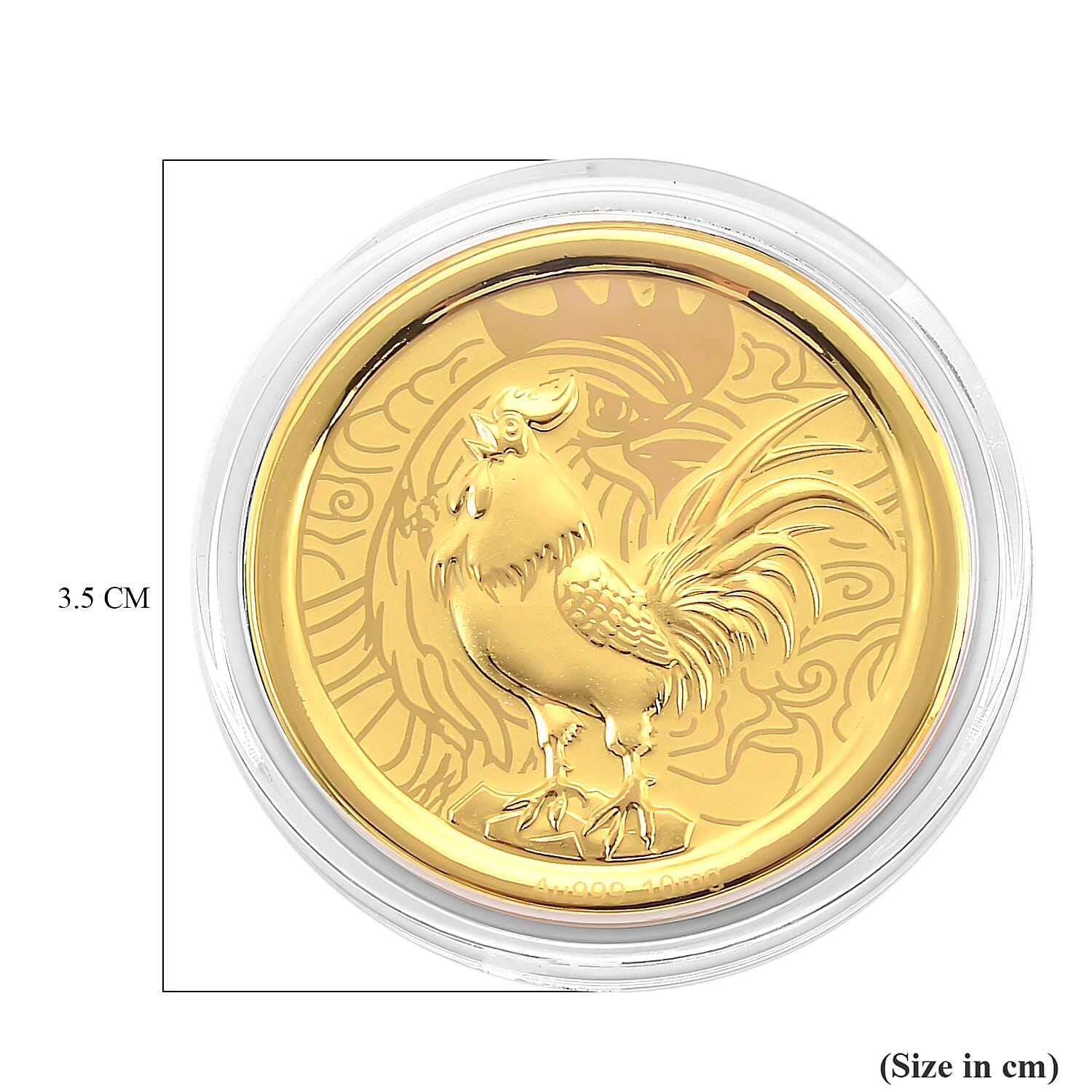 24K Yellow Gold (99.9% Purity) Chinese Zodiac Disc (30mm) - Rooster