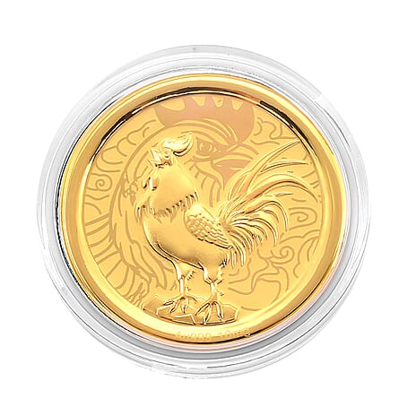 24K Yellow Gold (99.9% Purity) Chinese Zodiac Disc (30mm) - Rooster