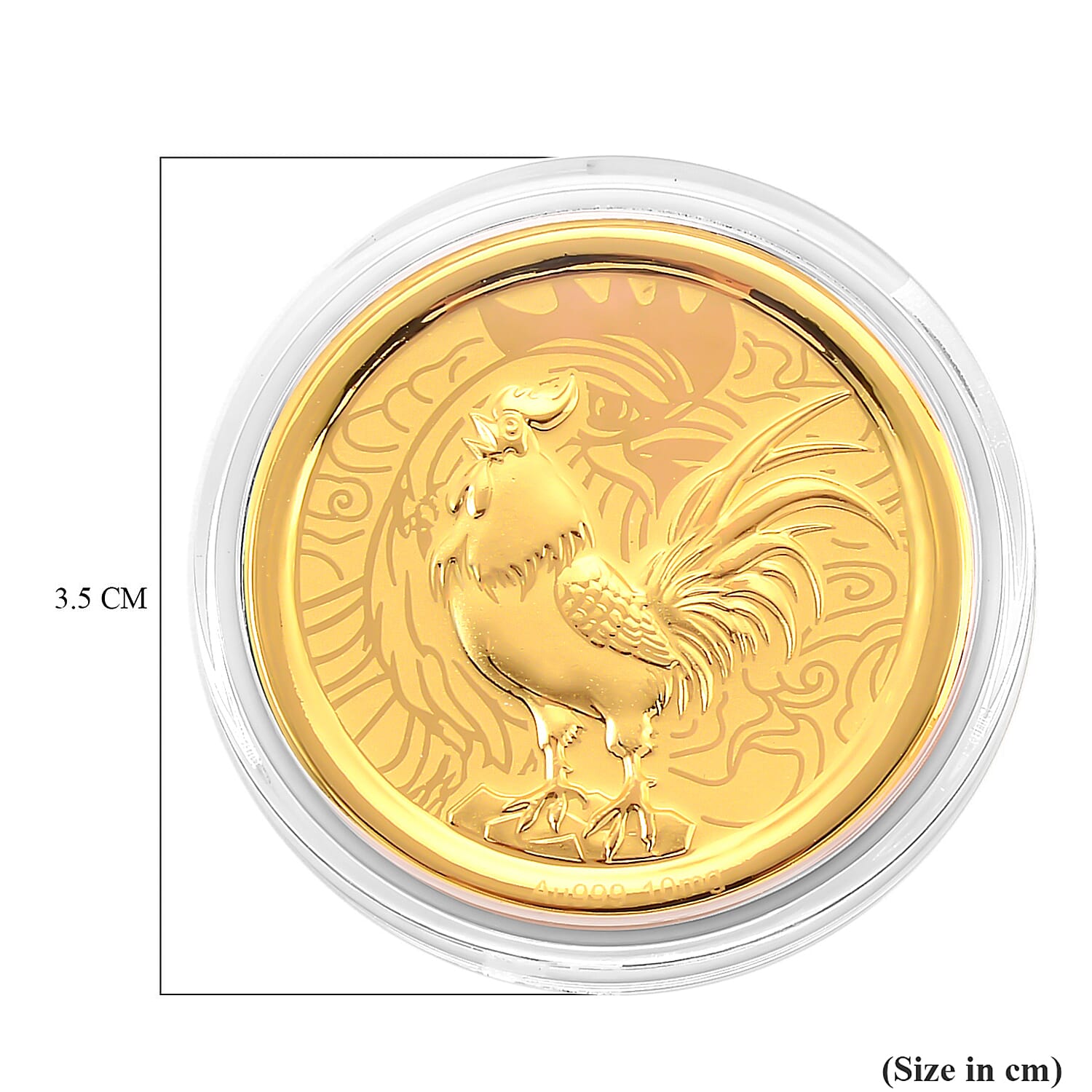 24K Yellow Gold (99.9% Purity) Chinese Zodiac Disc (30mm) - Rooster