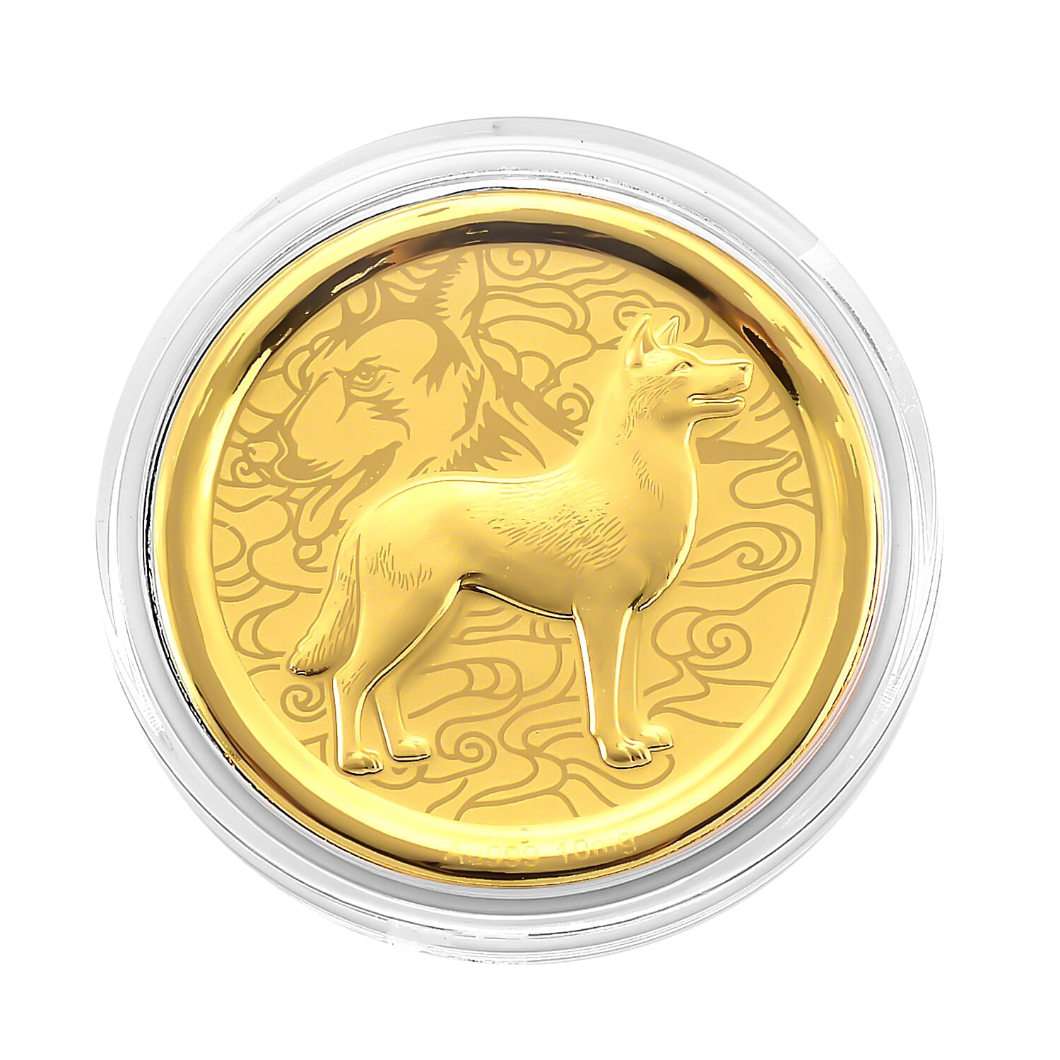 24K Yellow Gold (99.9% Purity) Chinese Zodiac Disc (30mm) - Dog