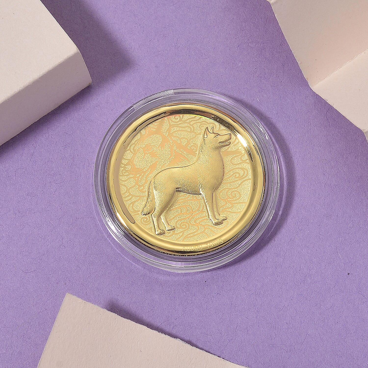 24K Yellow Gold (99.9% Purity) Chinese Zodiac Disc (30mm) - Dog