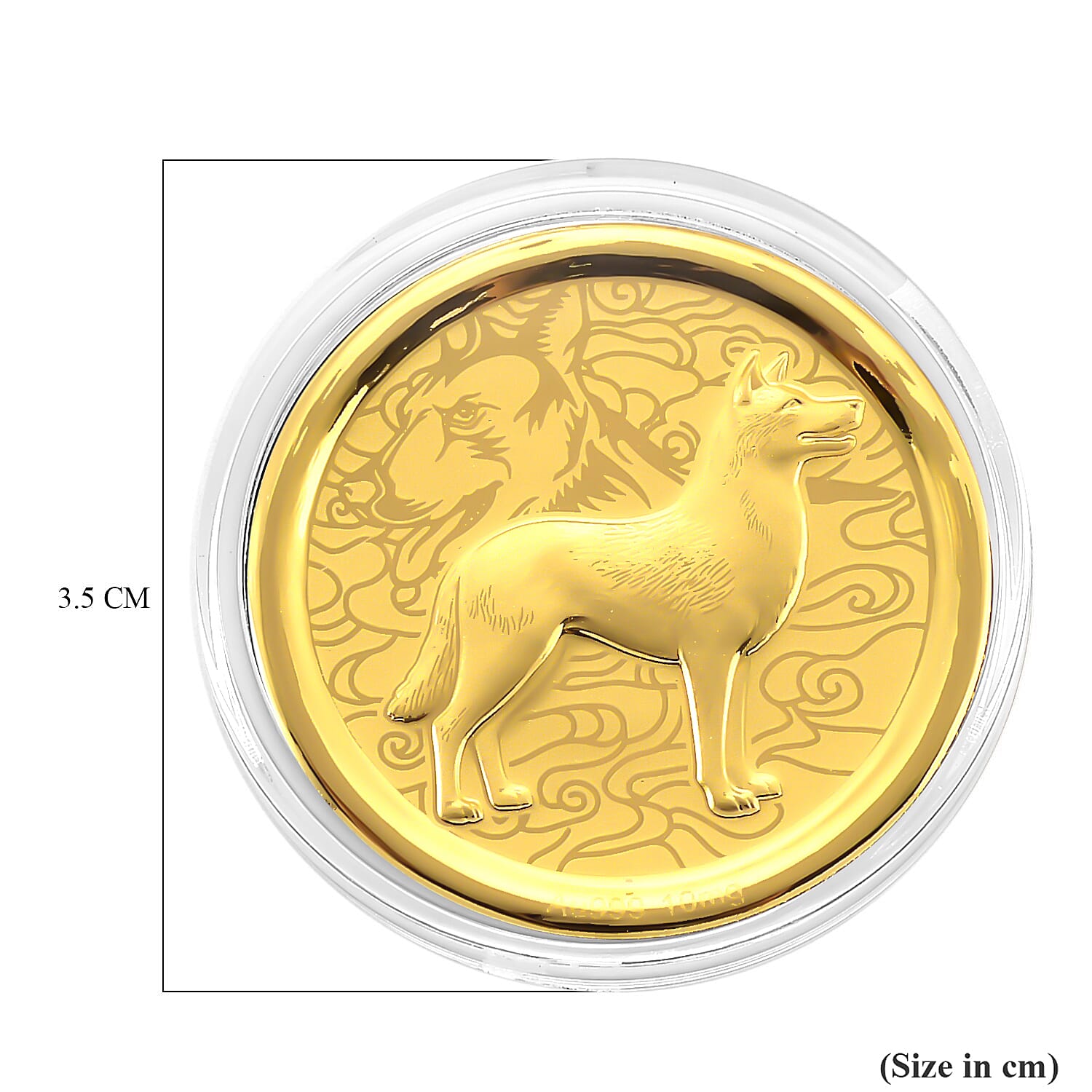 24K Yellow Gold (99.9% Purity) Chinese Zodiac Disc (30mm) - Dog