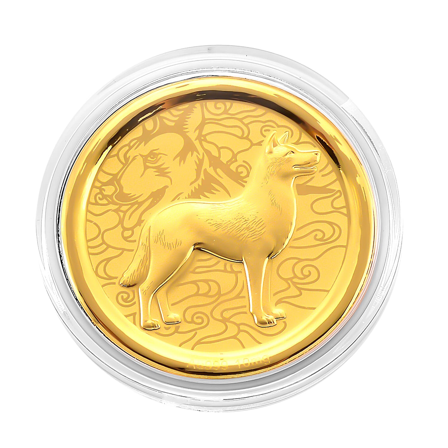 24K Yellow Gold (99.9% Purity) Chinese Zodiac Disc (30mm) - Dog
