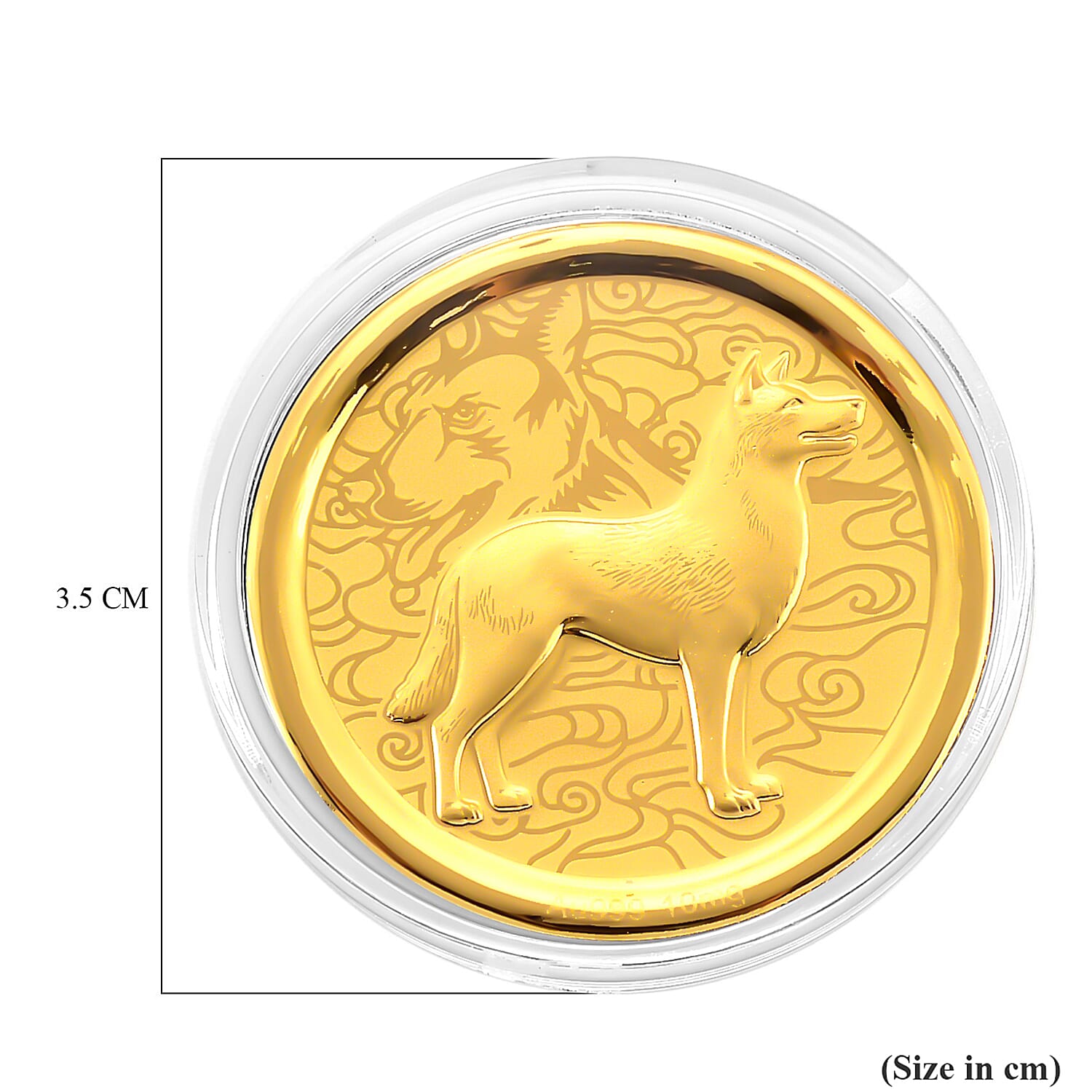 24K Yellow Gold (99.9% Purity) Chinese Zodiac Disc (30mm) - Dog