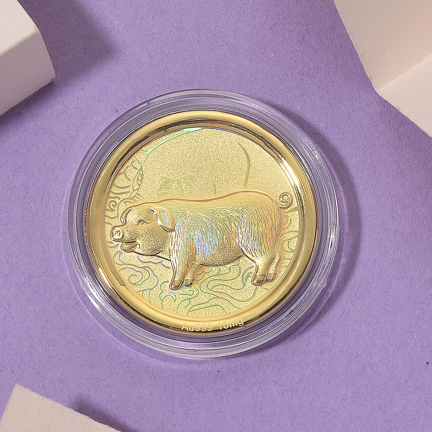 24K Yellow Gold (99.9% Purity) Chinese Zodiac Disc (30mm) - Pig