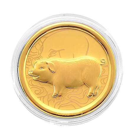 24K Yellow Gold (99.9% Purity) Chinese Zodiac Disc (30mm) - Pig