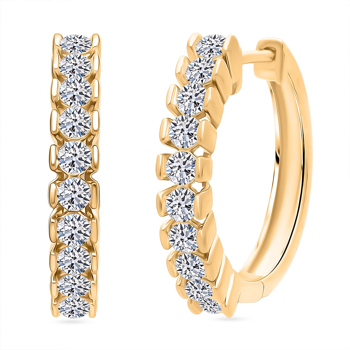 Luxuriant Lab Grown Diamond (SI-GH) Earring with Hoop in 18K Vermeil Yellow Gold Plated Sterling Silver 1.00 Ct.