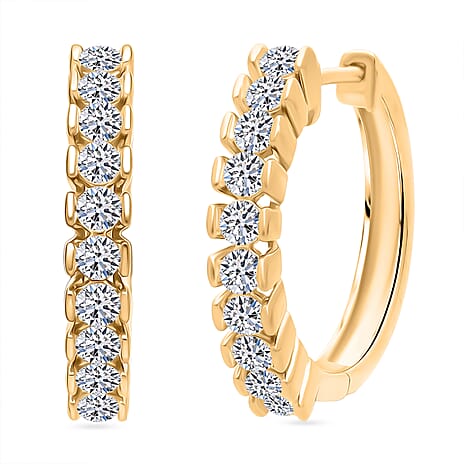 Luxuriant Lab Grown Diamond (SI-GH) Earring with Hoop in 18K Vermeil Yellow Gold Plated Sterling Silver 1.00 Ct.
