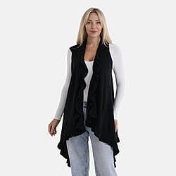 La Marey Knit Waterfall Cardigan (One Size) - Black