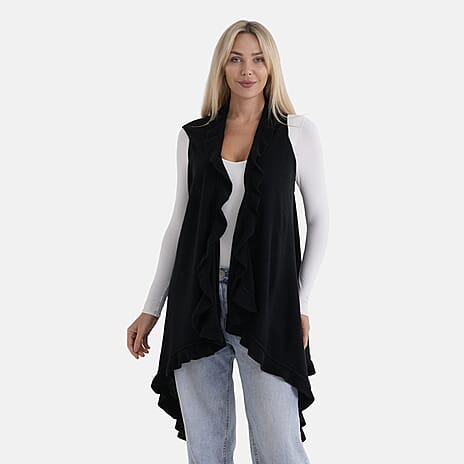 La Marey Knit Waterfall Cardigan (One Size) - Black
