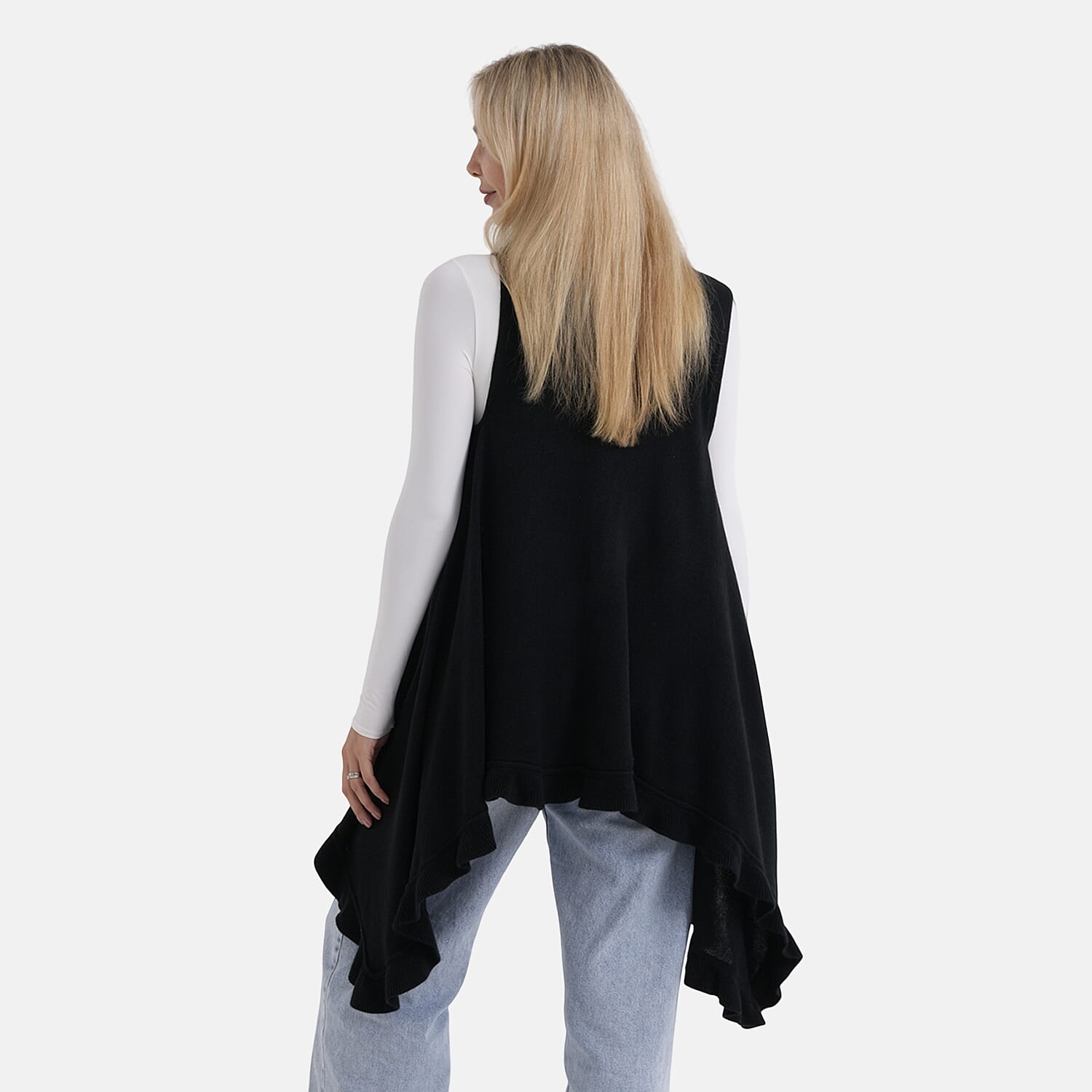 La Marey Knit Waterfall Cardigan (One Size) - Black
