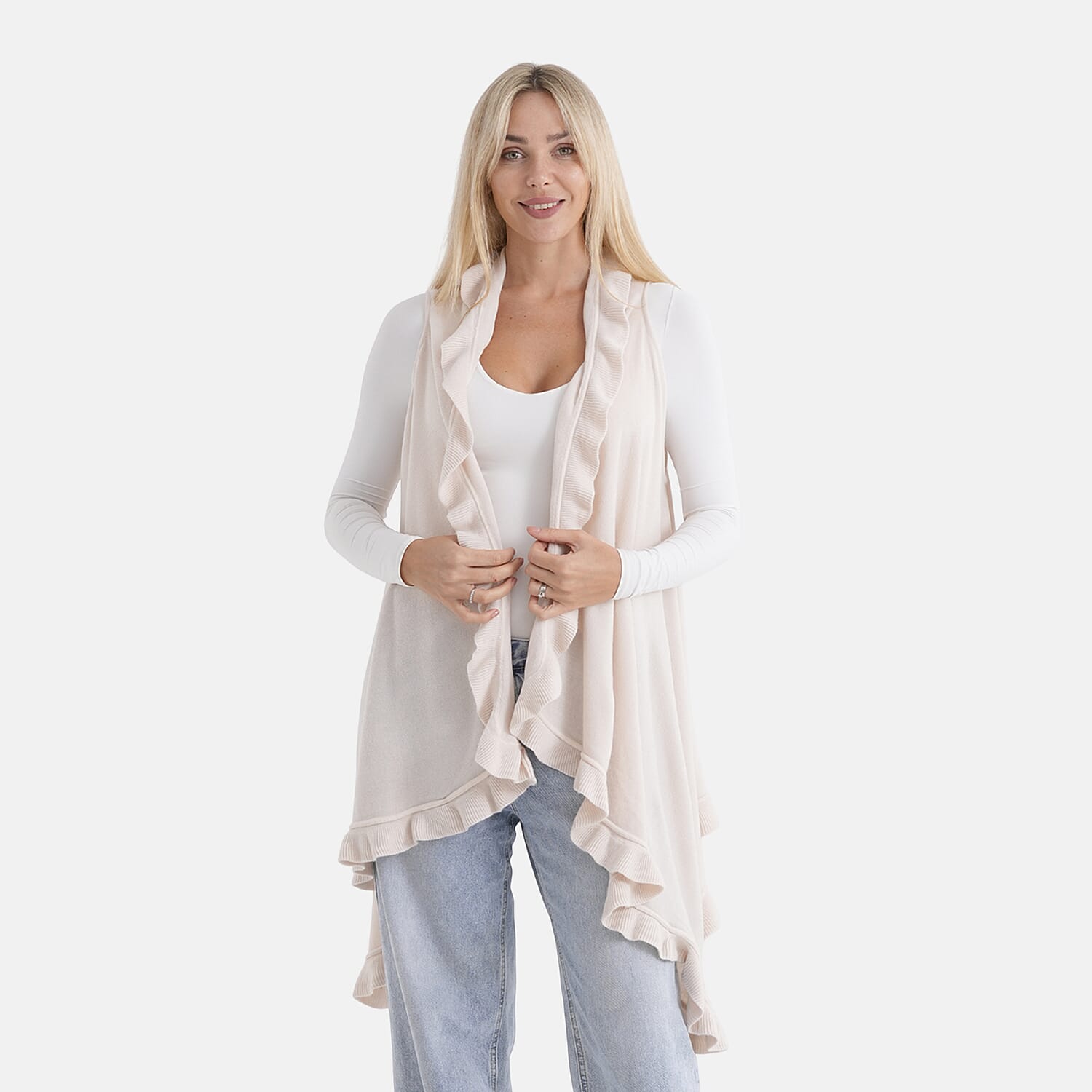 La Marey Knit Waterfall Cardigan (One Size) - Beige