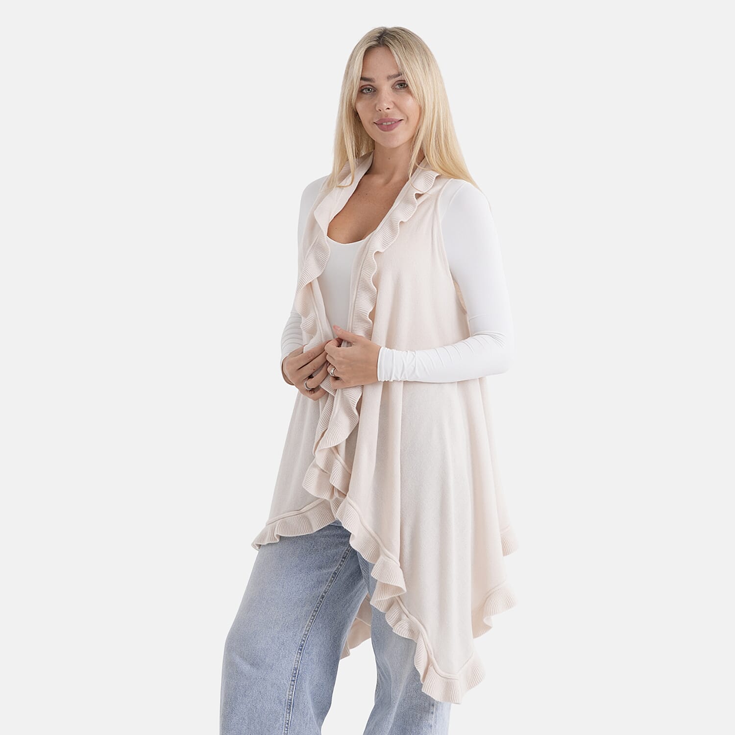 La Marey Knit Waterfall Cardigan (One Size) - Beige