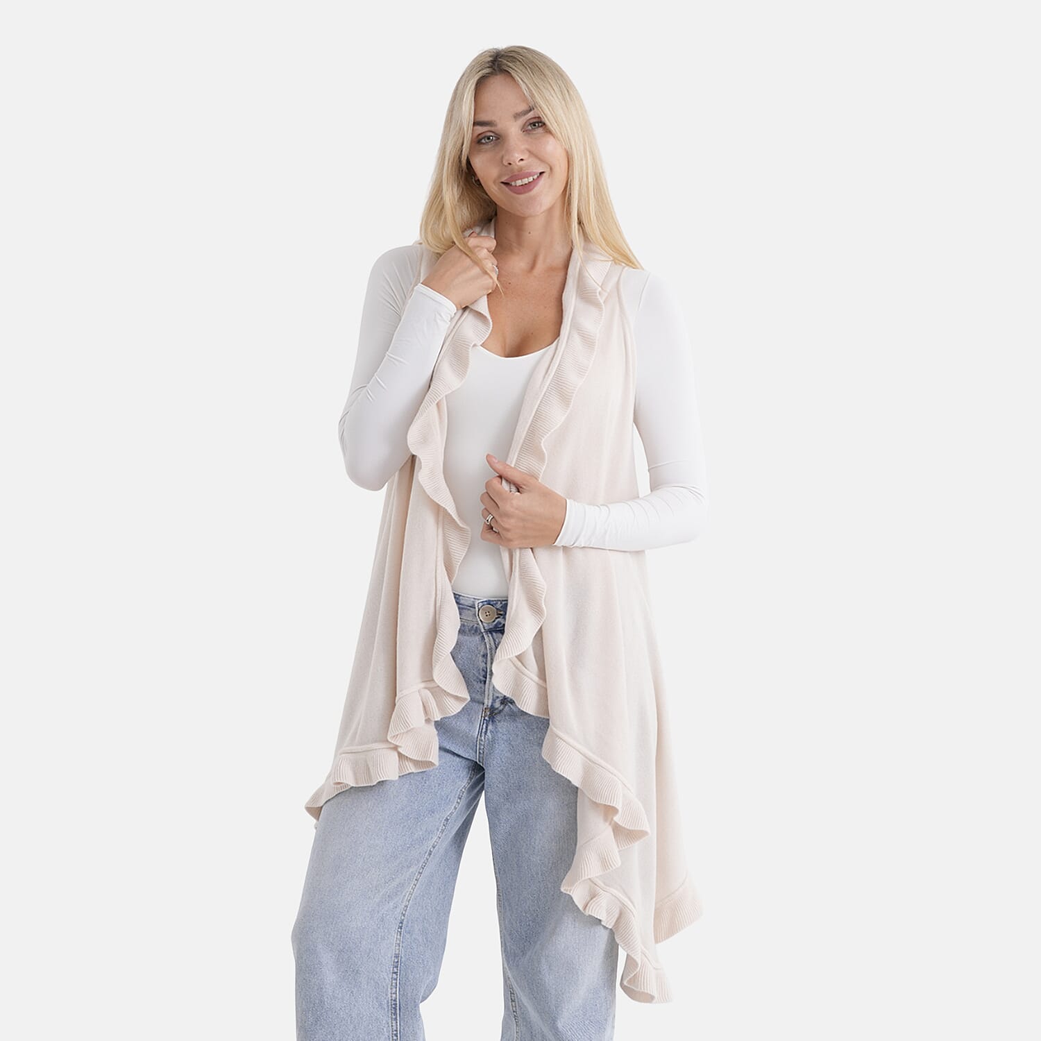 La Marey Knit Waterfall Cardigan (One Size) - Beige