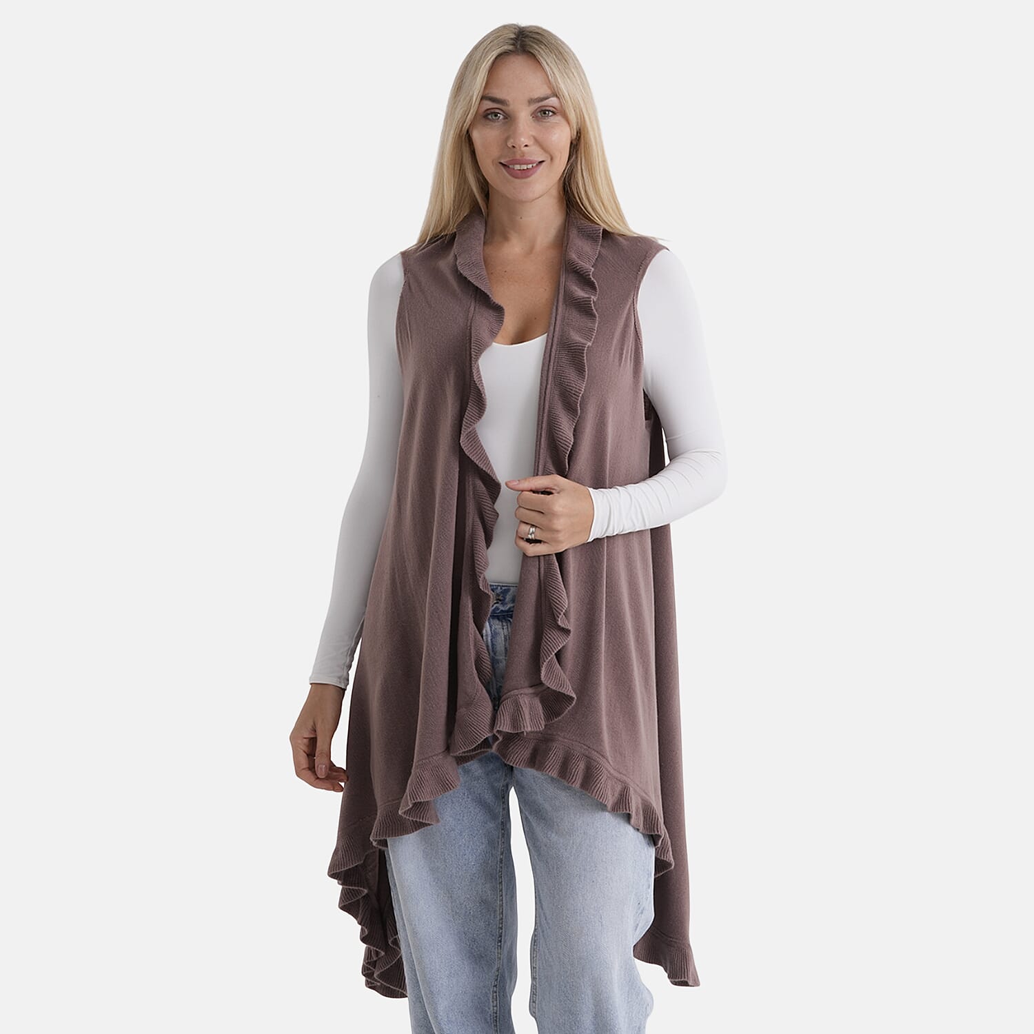 La Marey Knit Waterfall Cardigan (One Size) - Brown