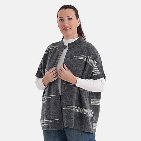 La Marey Soft High-Neck Cardigan (Fits UK 8-20) - Warm Grey